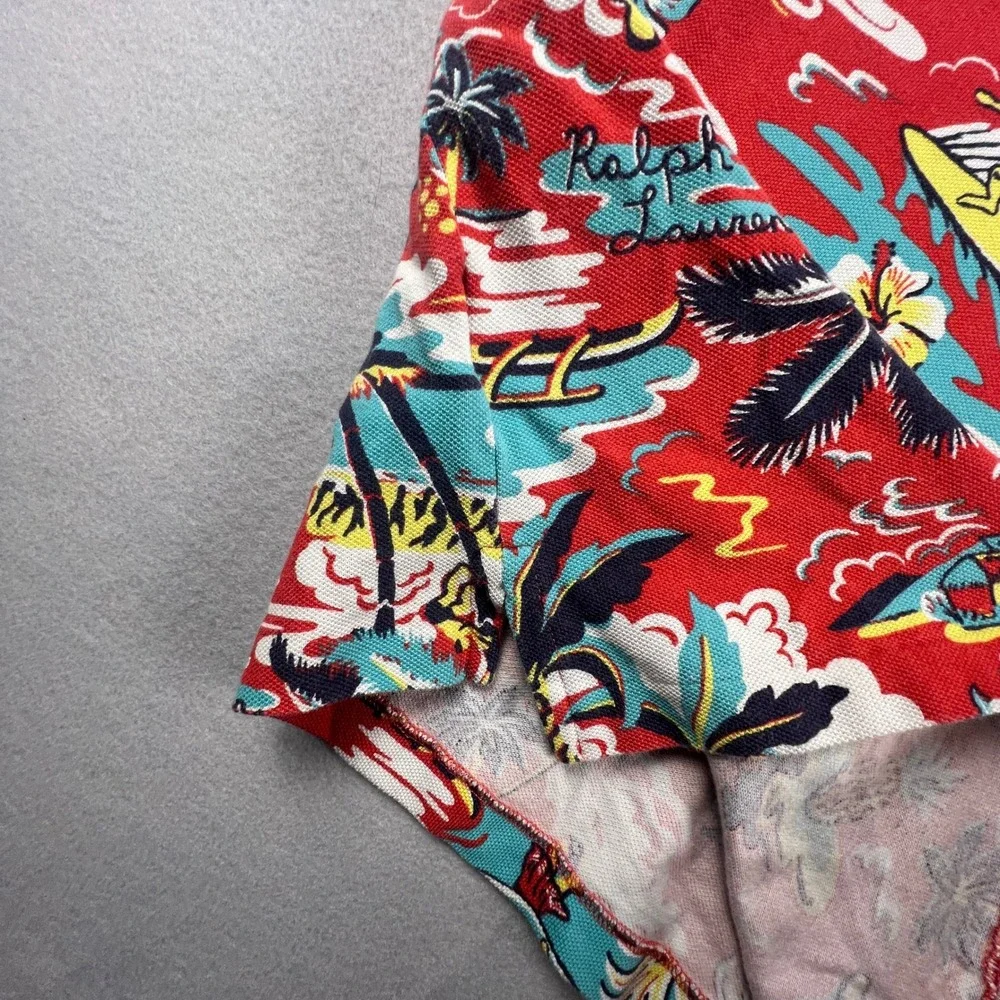 Polo Ralph Lauren Polo Shirt Mens XXL Red Aloha Tropical Hawaiian‎ Classic Fit